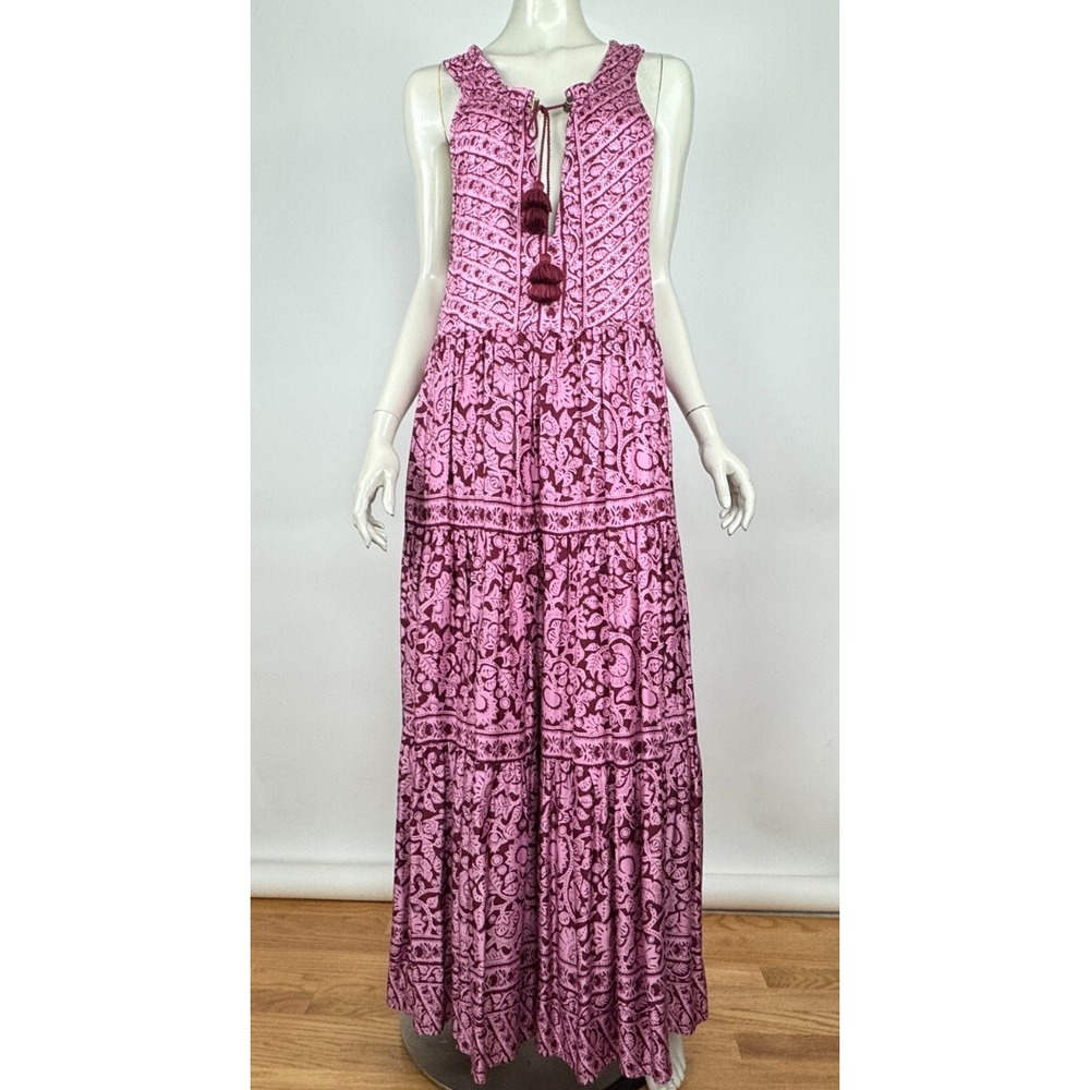 Omika Paola Maxi Dress Tanvi Berry Women M EUC Sleeveless Sun Bohemian Pockets - Picture 3 of 15